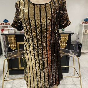 Sequins black and gold dress